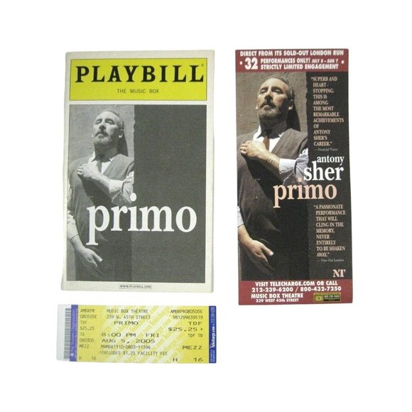 Primo Playbill 2005 The Music Box Theatre Antony Sher Ticket Flyer - Picture 1 of 10